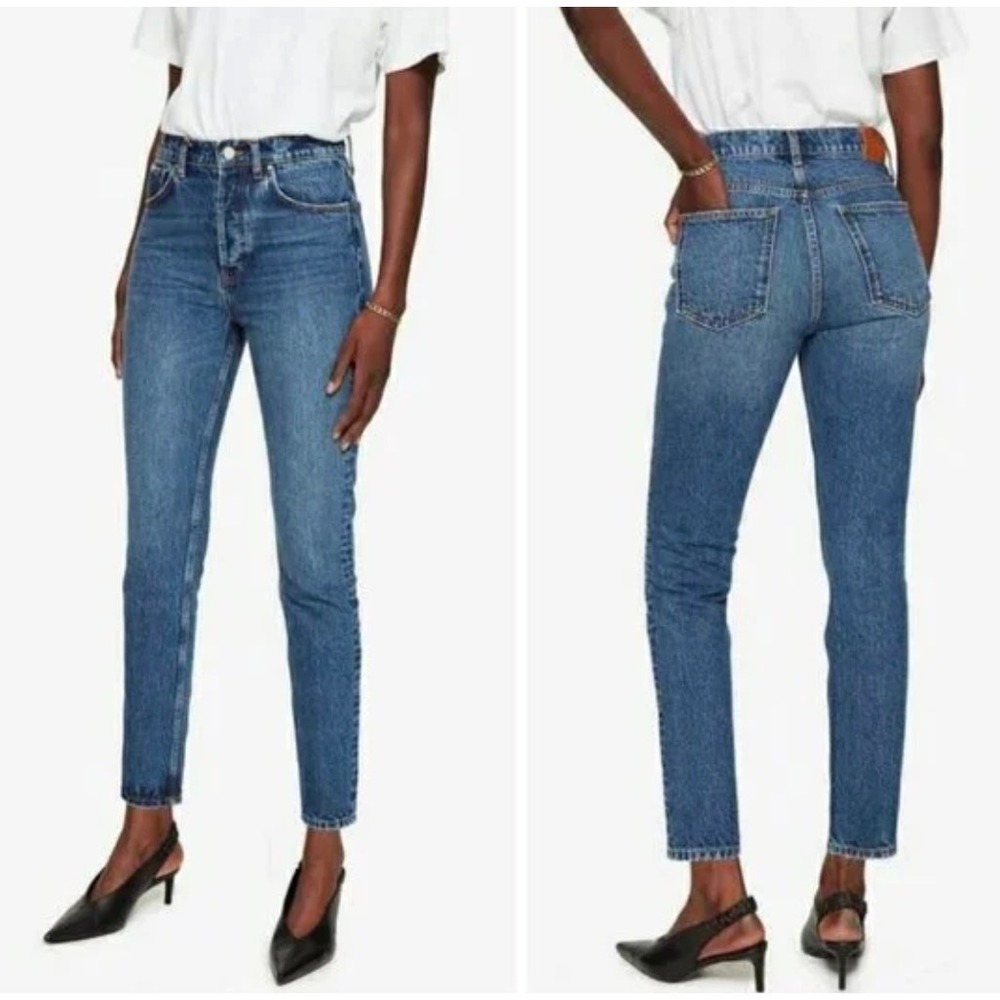 Anine Bing Jeans Women 26‎ Blue Sonya High Rise Straight Leg Denim A-06-1100-405